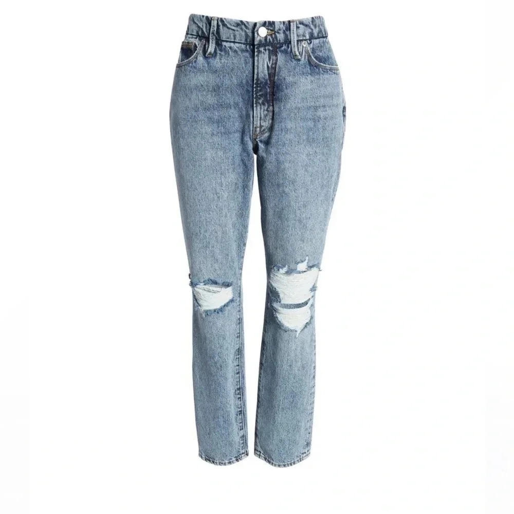Good American Good Classic GC999T Distressed Jeans Indigo036 Womens size 0/25
